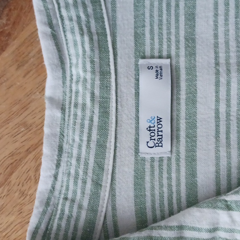 Croft & Barrow Short Sleeve Striped Button Down Linen Blend Top Size S - Picture 12 of 15